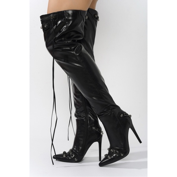 Black STILLETO MOTO BOOT - Picture 2 of 3